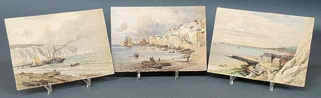 Appraisal: von Eckenbrecher Themistocles German - three watercolor paintings of coastal