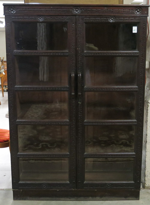 Appraisal: ANGLO-INDIAN MAHOGANY CABINET BOOKCASE early th century having a pair