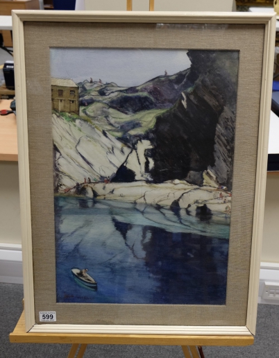 Appraisal: Gordon Forsyth Watercolour painting '' The Smugglers Cave Polperro'' in