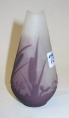 Appraisal: A GALLE CAMEO GLASS VASE of curved trapezoidal form having