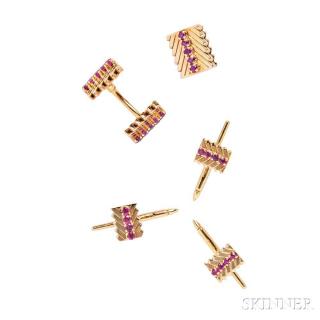 Appraisal: kt Gold and Ruby Dress Set Van Cleef and Arpels