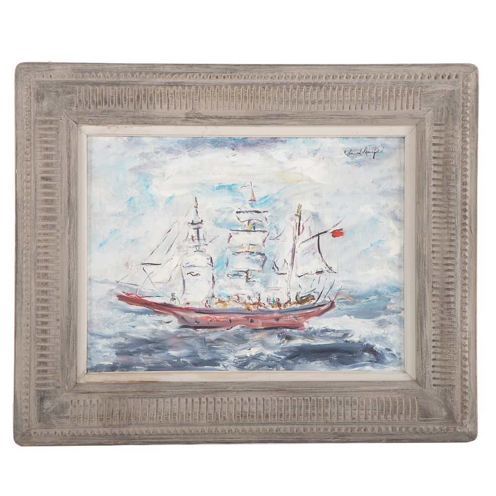 Appraisal: Edward Rosenfeld Full Masted Ship oil on board American -