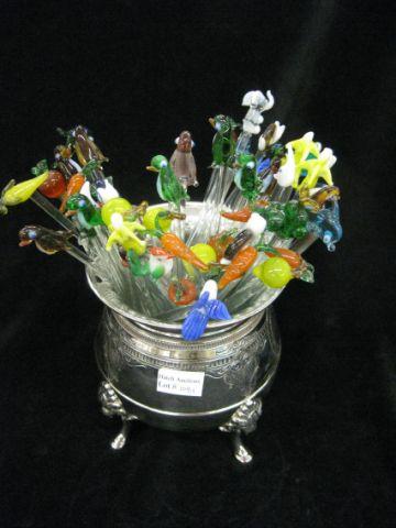 Appraisal: Collection of Swizzle Sticks art glass figural ends in Victorian