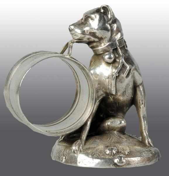 Appraisal: Large Dog Holding Napkin Ring Condition Excellent Size T