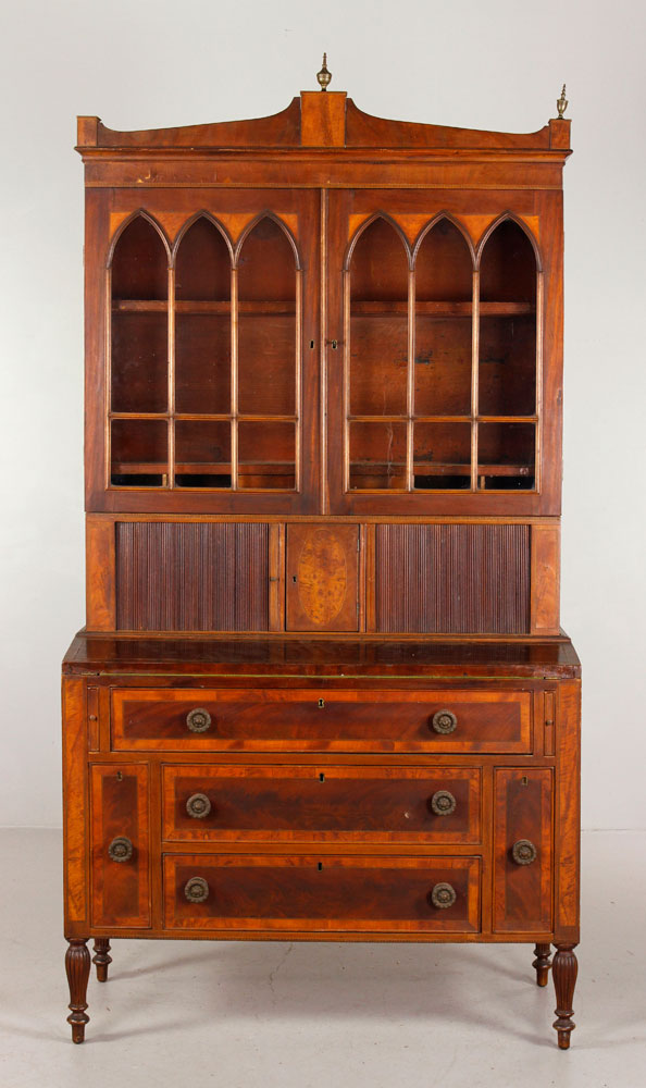 Appraisal: - th C Mahogany Secretary Bookcase th century secretary bookcase