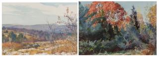 Appraisal: A L Ripley Landscapes Spring Fall Pair of Aiden Lassell