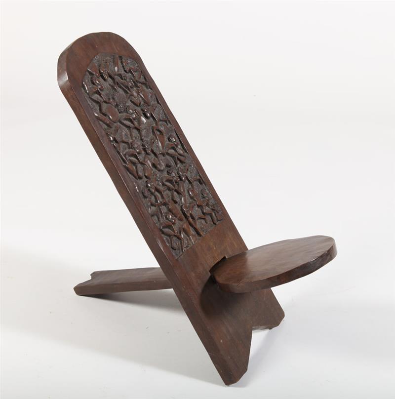 Appraisal: African Carved Hardwood Ceremonial Chair With an arched top above