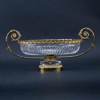 Appraisal: Large Baccarat Style Bronze Mounted Crystal Centerpiece Unsigned Good condition