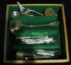 Appraisal: flatware together with a sterling silver ladle a trinket box