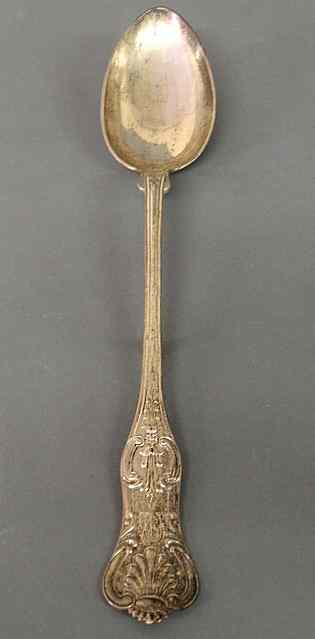 Appraisal: Sterling silver stuffing spoon in the Kings pattern l troy