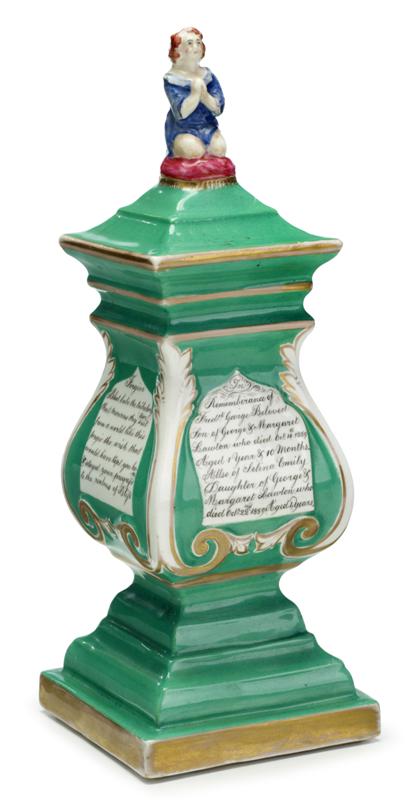 Appraisal: Victorian green ground porcelain memento moridated