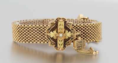 Appraisal: A Victorian Garter Slider Bracelet Tested k yellow gold mesh