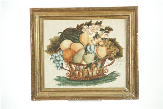 Appraisal: THEOREM American mid th century watercolor on velvet Basket of