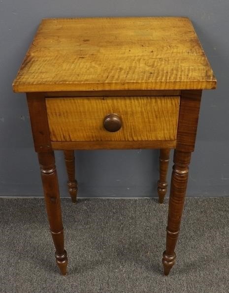 Appraisal: Sheraton tiger maple end table circa h x w Condition