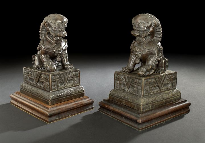 Appraisal: Pair of Chinese Cast-Bronze Figures of Imperial Foo Dogs th