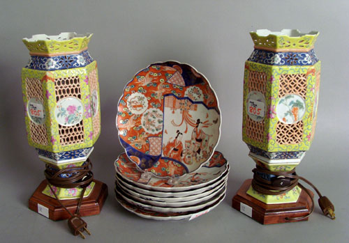 Appraisal: Seven Imari plates dia together with a pair of table