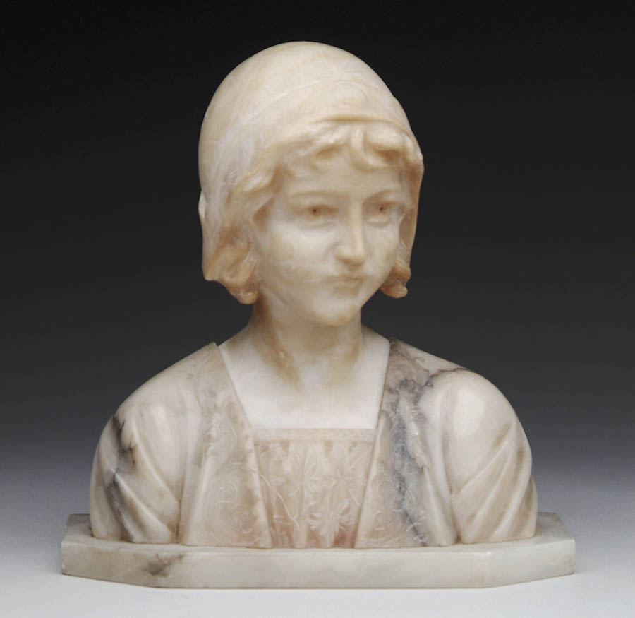 Appraisal: CARVED ONYX BUST OF A YOUNG GIRL The shoulder length