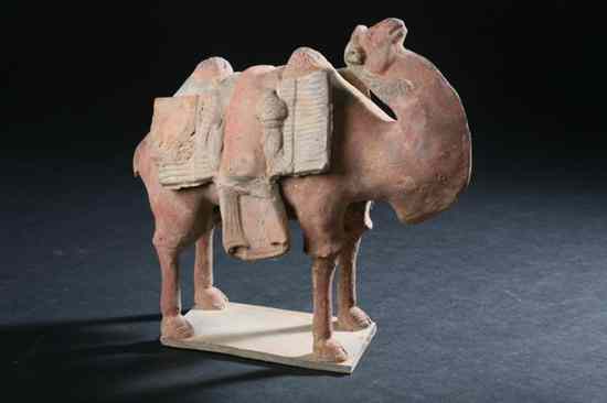 Appraisal: CHINESE POLYCHROME POTTERY FIGURE OF CAMEL Northern Wei Dynasty Molded