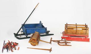 Appraisal: mid th c miniature model sleighs snow roller eveners parts