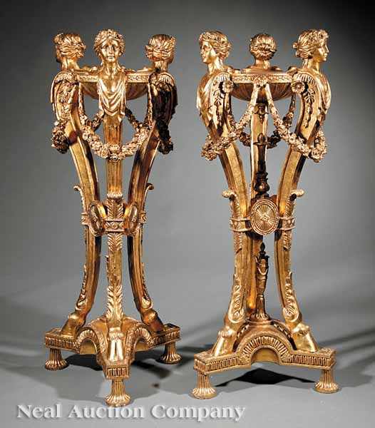 Appraisal: A Pair of George II-Style Gilt Ath niennes circular tops