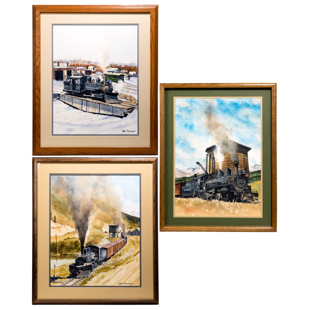 Appraisal: MIKE PEARSELL AMERICAN - WATERCOLOR COVER ART items illustrating railroad