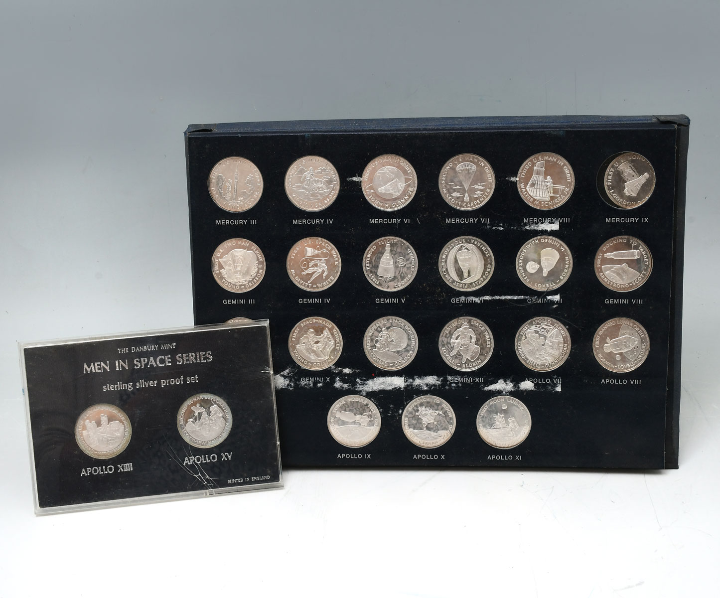 Appraisal: DANBURY MINT STERLING ''MEN IN SPACE'' PROOF SET pc One