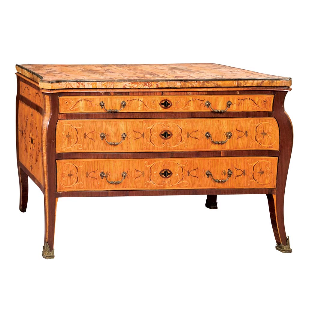 Appraisal: Continental Neoclassical Gilt-Bronze Mounted Rosewood Satinwood and Marquetry Commode Third