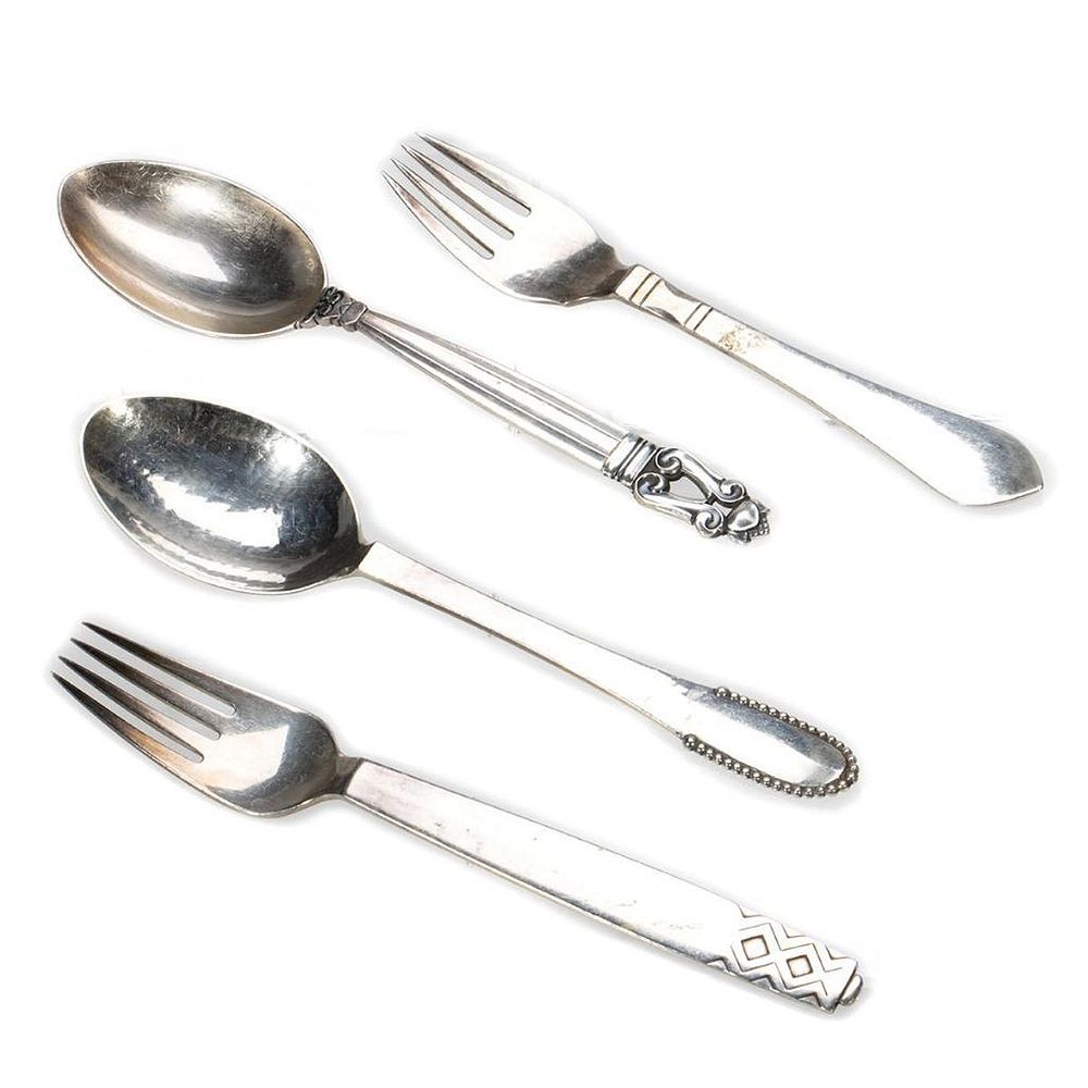 Appraisal: Collection of Georg Jensen and Danish Flatware Comprising a Jensen