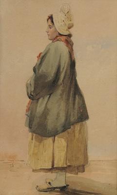 Appraisal: Unsigned Watercolor th Century Profile of a Breton woman Watercolor