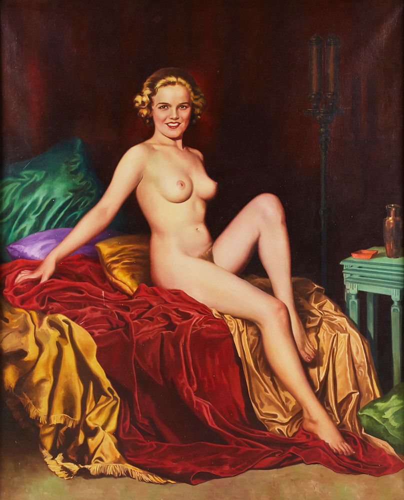 Appraisal: Charles E Rubino Female Nude Oil on Canvas Charles E