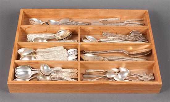 Appraisal: Assortment of American repousse sterling silver flatware including Hennegin-Bates Kirk