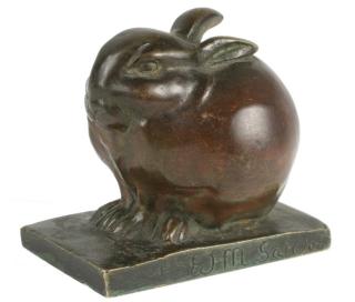 Appraisal: EDOUARD-MARCEL SANDOZ SWITZERLAND - Crouching Rabbit bronze sculpture signed on