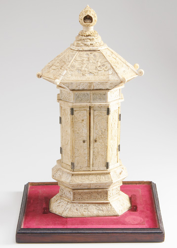 Appraisal: JAPANESE IVORY Private shrine with a pair of double-hinged doors