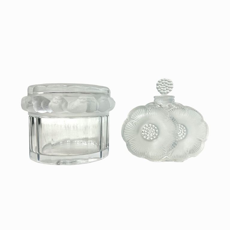 Appraisal: Pair of Lalique Crystals One perfume bottle that measures inches