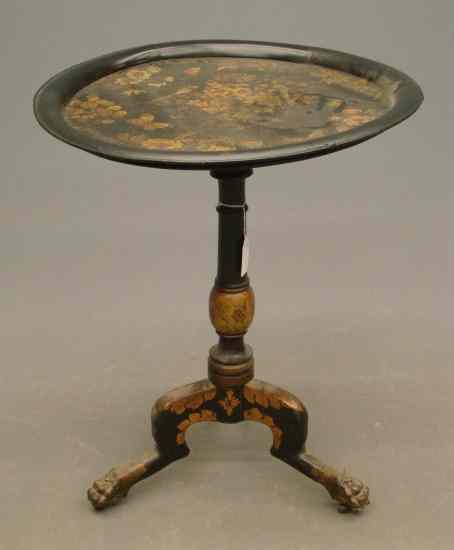 Appraisal: th c Victorian stenciled and painted tilt top tea table