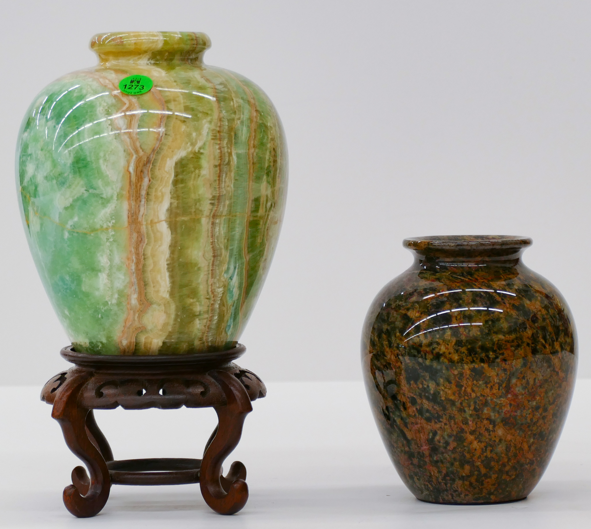 Appraisal: pc Chinese Natural Turned Stone Small Vases '' and ''