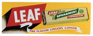 Appraisal: Leaf Spearmint Chewing Gum Tin Advertising Sign The Flavor Lingers