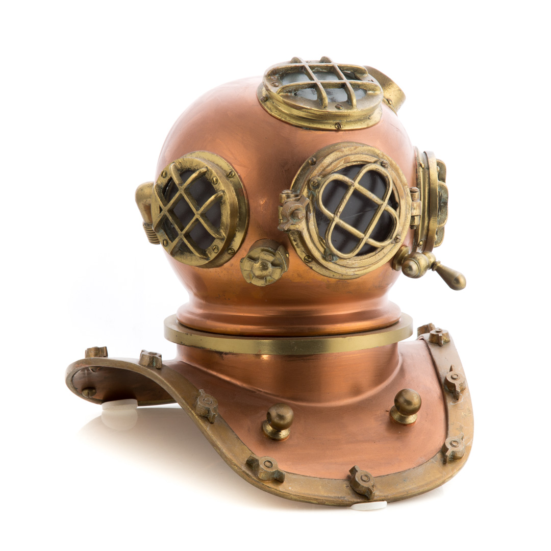 Appraisal: Miniature copper brass and glass diving helmet miniature of early