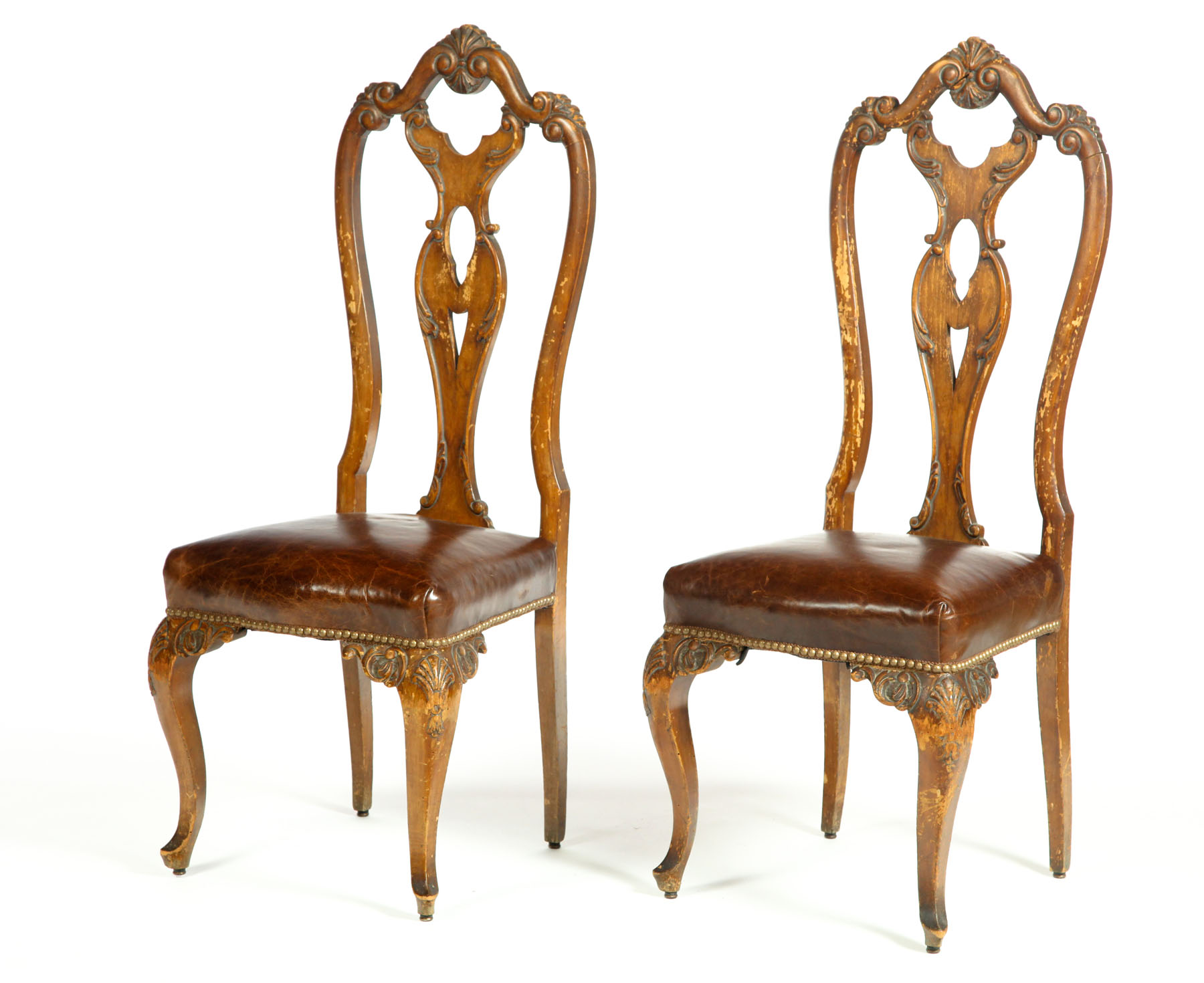 Appraisal: SET OF FOUR SIDE CHAIRS Continental early th century fruitwood