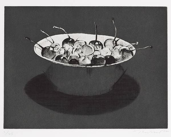 Appraisal: Wayne Thiebaud American born Dark Cherries Aquatint and drypoint on