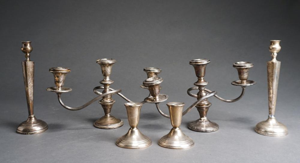 Appraisal: THREE PAIRS OF WEIGHTED STERLING SILVER CANDLEHOLDERS CANDLESTICKS AND CONVERTIBLE