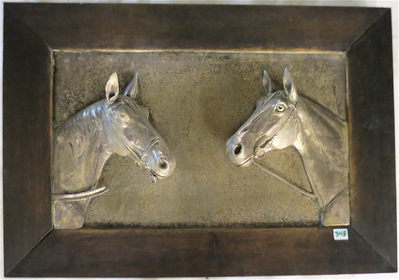 Appraisal: GLADYS BROWN EDWARDS METAL RELIEF SCULPTURE American - Two horses