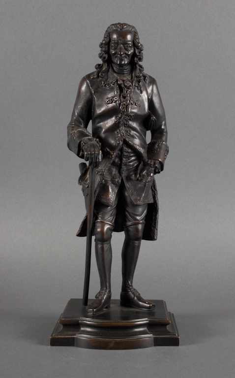 Appraisal: After Jean-Antoine Houdon French - ''Voltaire '' bronze brown patina