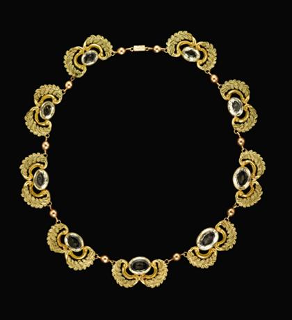 Appraisal: Lady's yellow gold filled and beryl necklace edwardian style Nine