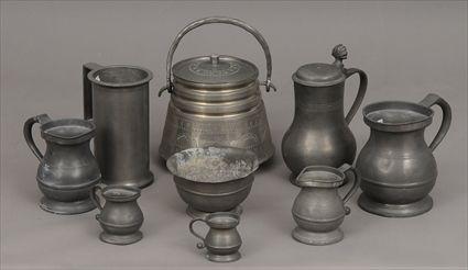 Appraisal: Five English Pewter Measures Together with four other pewter and