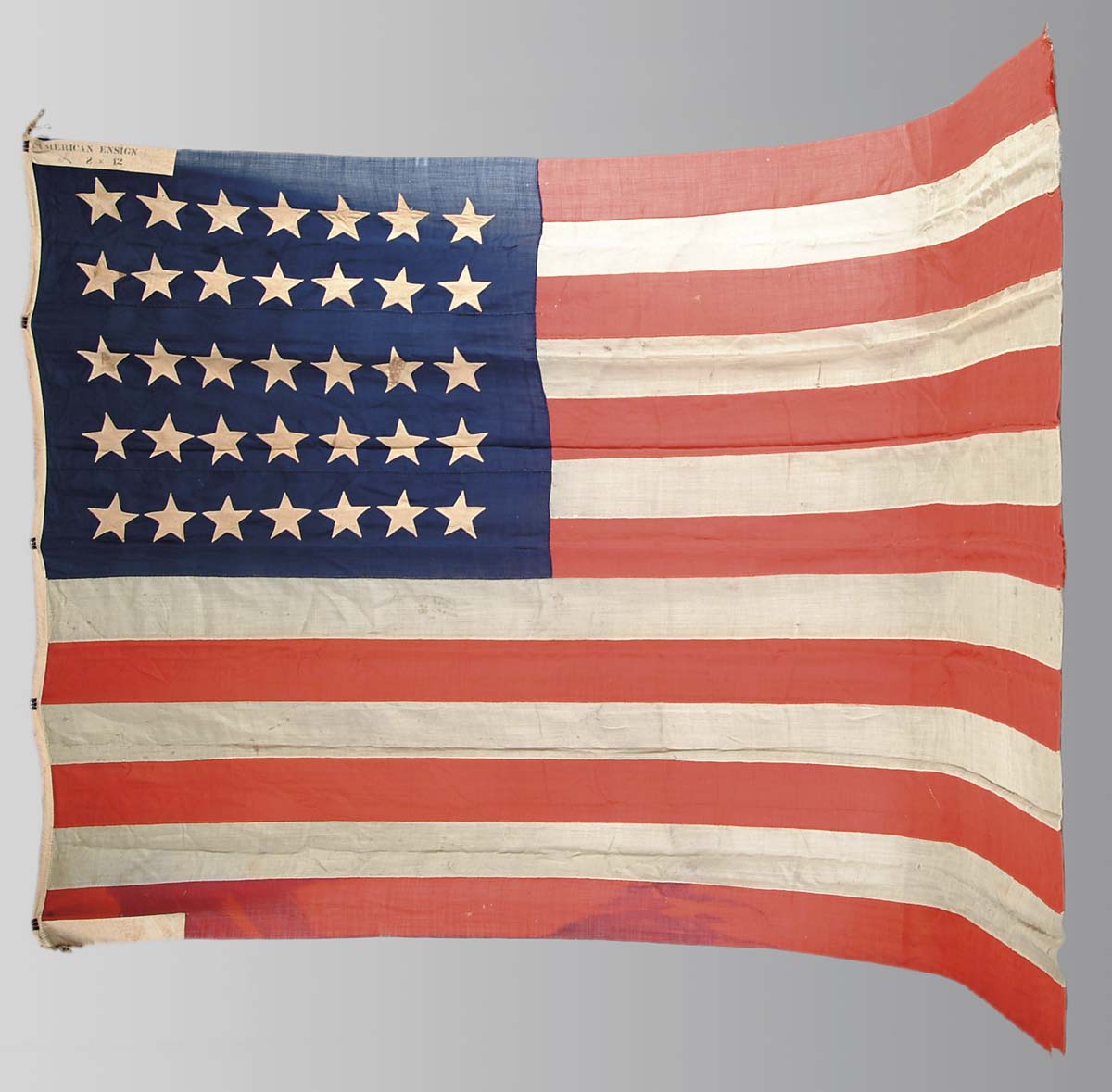 Appraisal: CIVIL WAR -STAR AMERICAN FLAG x hand-sewn wool bunting flag