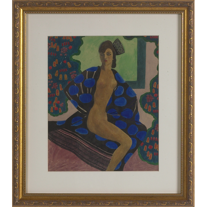 Appraisal: Eduard Buk Ulreich Nude in Robe c watercolor