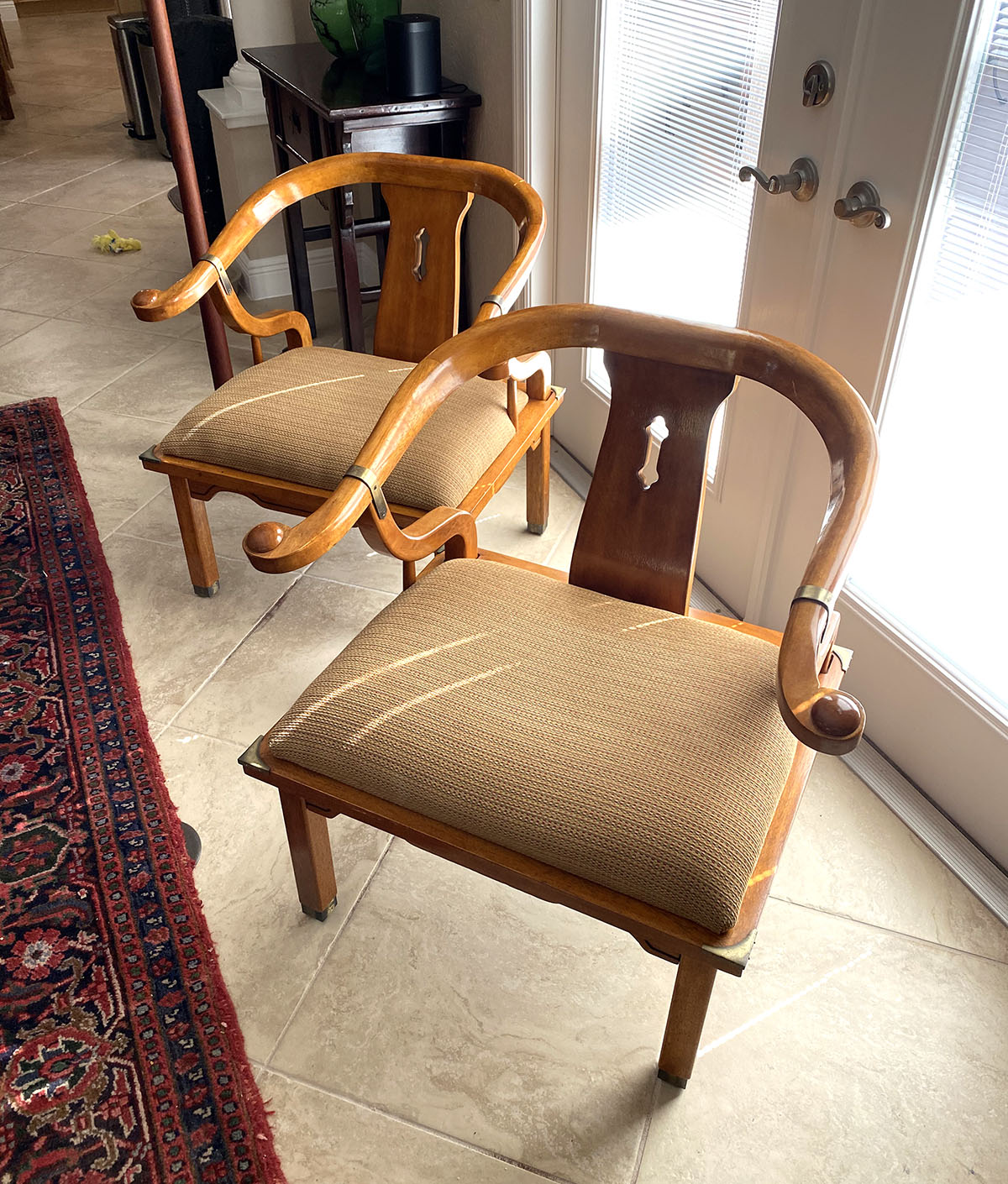 Appraisal: PAIR OXBOW CHINESE CHAIRS PAIR OF CHINESE OX BOW CHAIRS