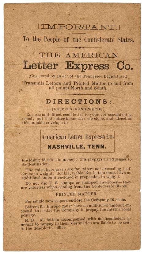 Appraisal: TENNESSEE - American Letter Express Co Important To the People