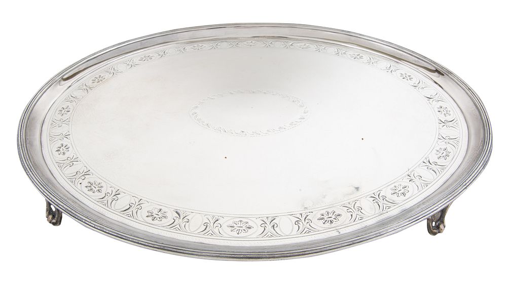 Appraisal: A SILVER SERVING TRAY JAMES SCOTT LONDON A SILVER SERVING